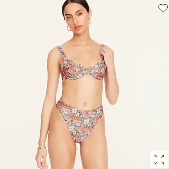 Cross-Back Underwire Bikini Top & High Waist Bottom Liberty Meadow Song 34C/M - Picture 1 of 11